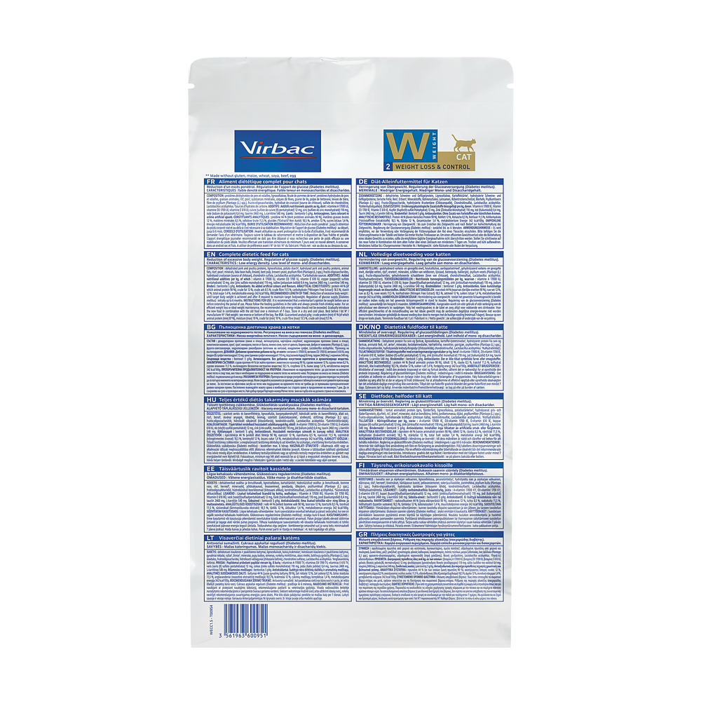 Virbac Cat Weight Los & Control Trockenfutter Rückseite