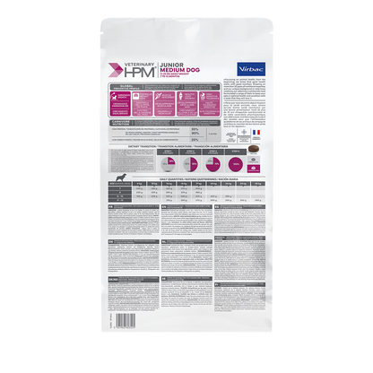 Virbac Dog Junior Medium Trockenfutter 3kg 12kg Rückseite