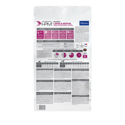 Virbac Dog Puppy Large & Medium Trockenfutter 3kg 12kg Rückseite