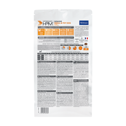 Virbac Senior Dog Small & Toy Trockenfutter 1.5kg 3kg 7kg Rückseite