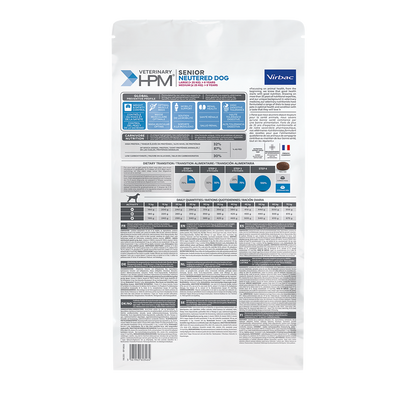 Virbac Dog Senior Large & Medium Neutered Trockenfutter 3kg 12kg Rückseite