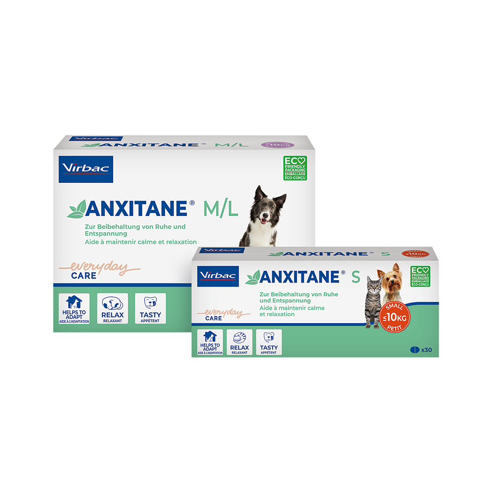 Virbac Anxitane für Hunde und Katzen eduziert stress- und angstbedingte Reaktionen - 30 Tabletten