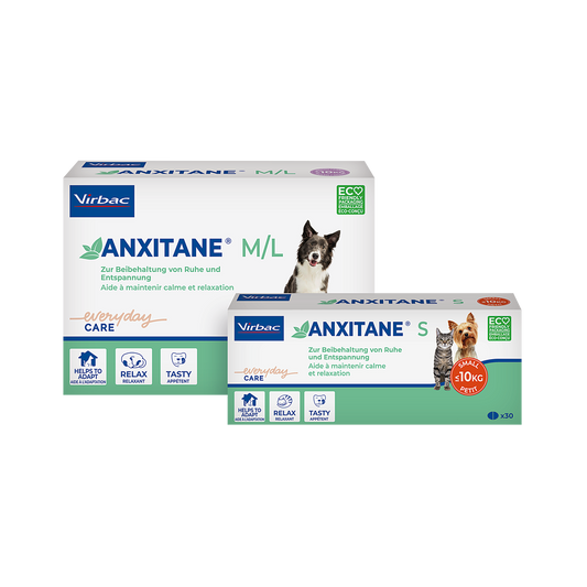 Virbac Anxitane für Hunde und Katzen eduziert stress- und angstbedingte Reaktionen - 30 Tabletten