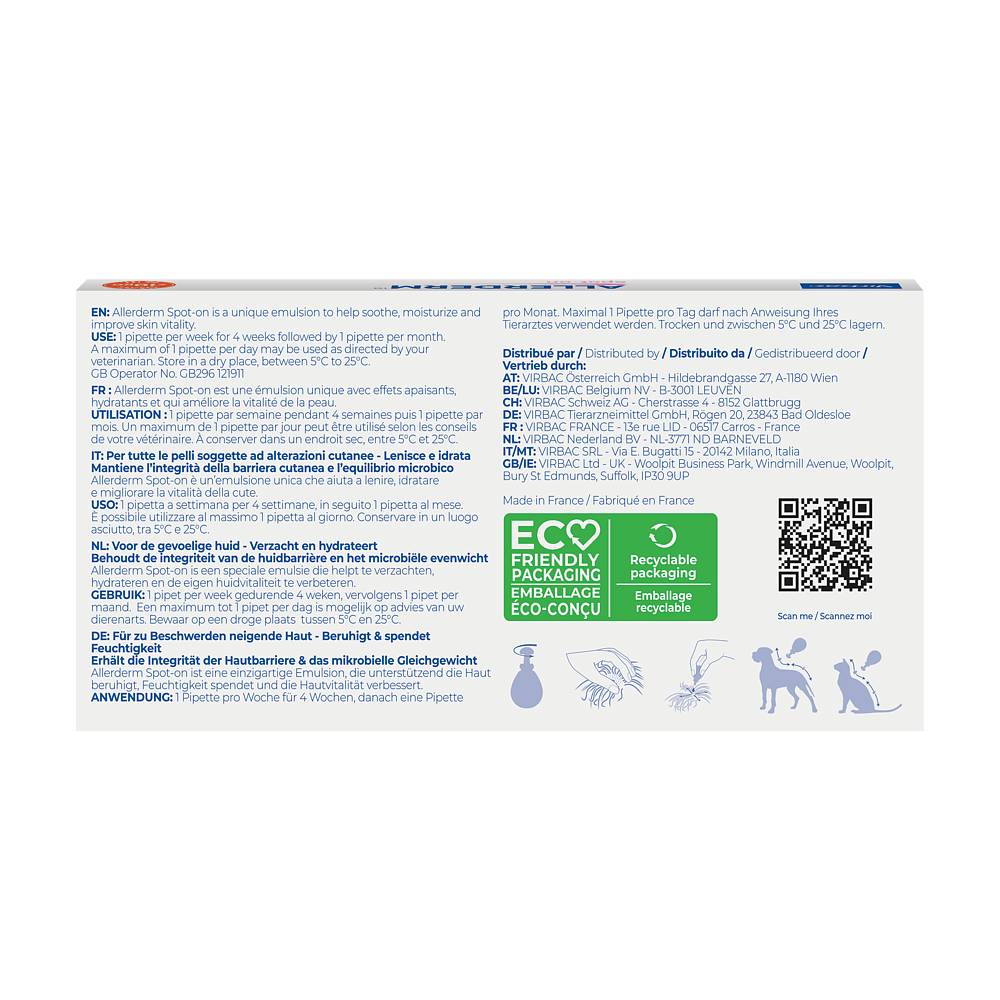 Virbac - Allerderm spot-on - Hund/Katze bis 10kg - Rückseite