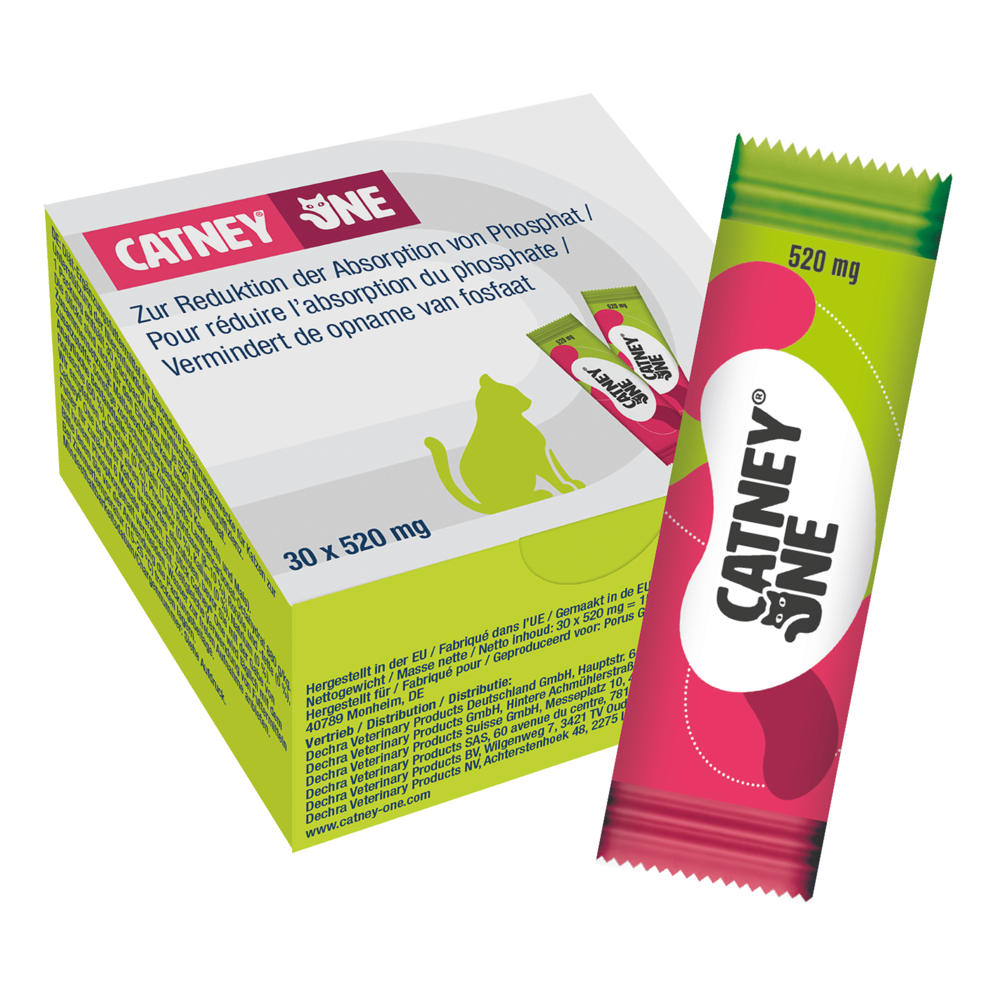 Catney One Phosphat Power-Binder - Dechra - Marigin AG Onlineshop für Tierbedarf Catney One Phosphat Power-Binder - 30x520mg Ergänzungsfuttermittel