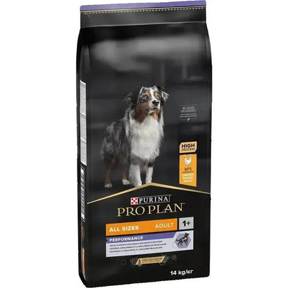 Purina All Sizes Adult Performance Hund - Trockenfutter - Purina ProPlan - Marigin AG Onlineshop für Tierbedarf Purina All Sizes Adult Performance Hund - Trockenfutter - Huhn / 14kg Futter