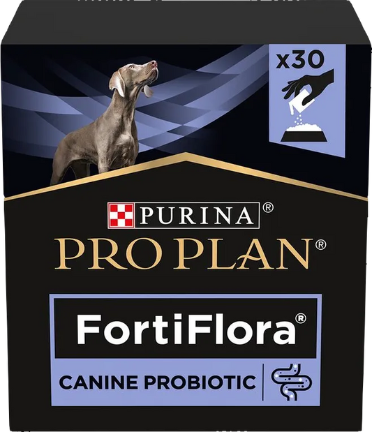 Purina Pro Plan Canine FortiFlora Beutel für Hunde, Frontansicht, Probiotika
