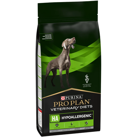 purina pro plan veterinary diets ha hypoallergenic trockenfutter fuer hunde mit futtermittelallergien, frontansicht