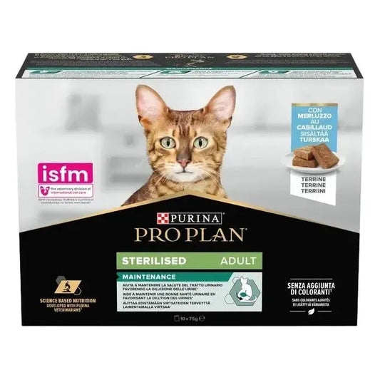 Purina ProPlan - Kabeljau / 1 x 10 x 75g - Purina Sterilised Maintenance Adult Katze - Beutel/Kabeljau - Marigin AG Onlineshop für Tierbedarf