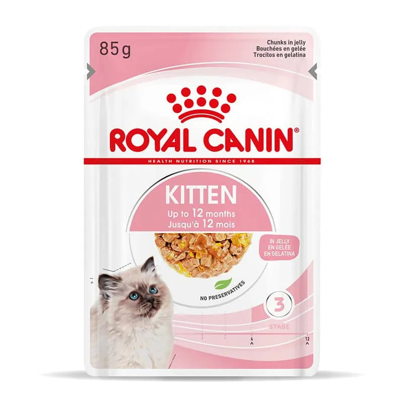 Royal Canin Kitten Katzenwelpen - Beutel - Royal Canin Veterinary Care Nutrition - Marigin AG Onlineshop für Tierbedarf Royal Canin Kitten Katzenwelpen - Beutel - Stückchen in Gelee (Jelly) / 1 x 12 x 85 g Futter