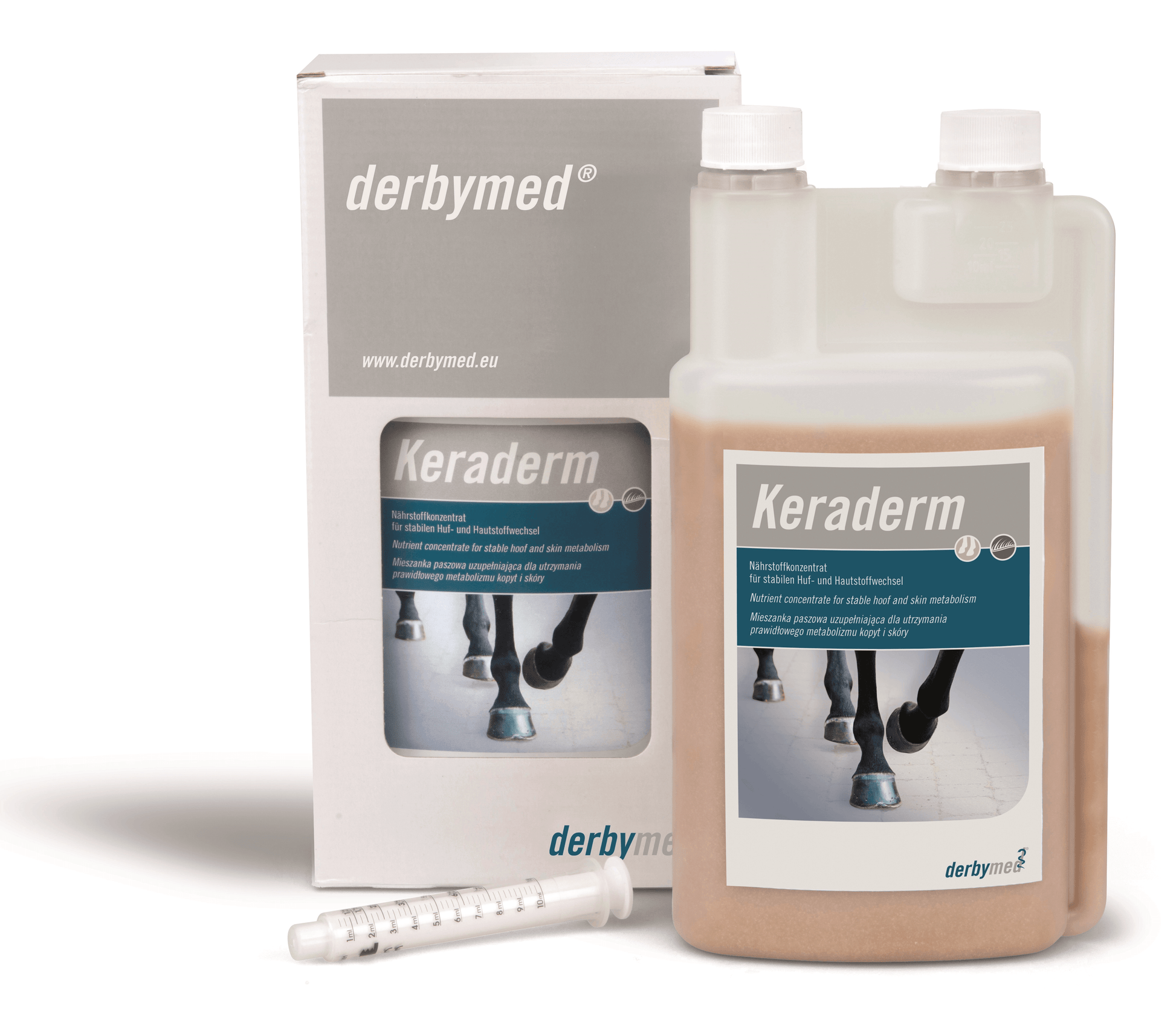 Keraderm - Derbymed - Darreichungsform:Flüssigkeit, Ergänzungsfuttermittel:Fell & Haut, Ergänzungsfuttermittel:Huf, Tierart:Pferd - Marigin AG Onlineshop für Tierbedarf
