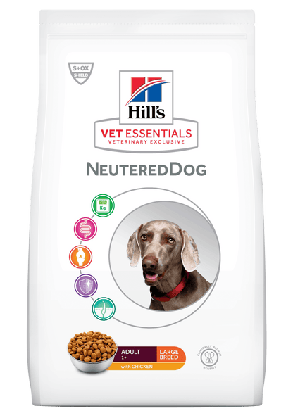 NeuteredDog Adult Large Breed - Hill's VetEssentials - Alter:Adult, Futterart:Trocken, Geschmack:Huhn, Grösse:26-44kg, Grösse:über45kg, Kastriert:ja, Tierart:Hund - Marigin AG Onlineshop für Tierbedarf