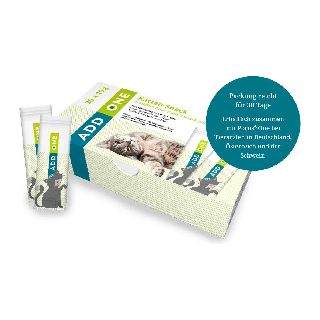 Add One Katzensnack - Porus - Marigin AG Onlineshop für Tierbedarf Add One Katzensnack - Lachs / 1 x 30 x 10g Ergänzungsfuttermittel