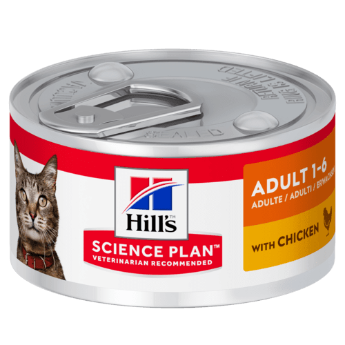 Adult 1-6 Dosen - Hill's Science Plan - Alter:Adult, Futterart:Nass, Geschmack:Huhn, Geschmack:Lachs, Kastriert:ja, Kastriert:nein, Tierart:Katze - Marigin AG Onlineshop für Tierbedarf