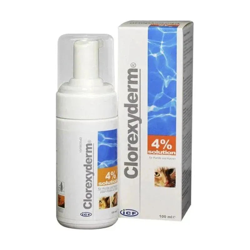 Clorexyderm Solution 4% - ICF - Marigin AG Onlineshop für Tierbedarf Clorexyderm Solution 4% - 100ml Pflegeprodukte