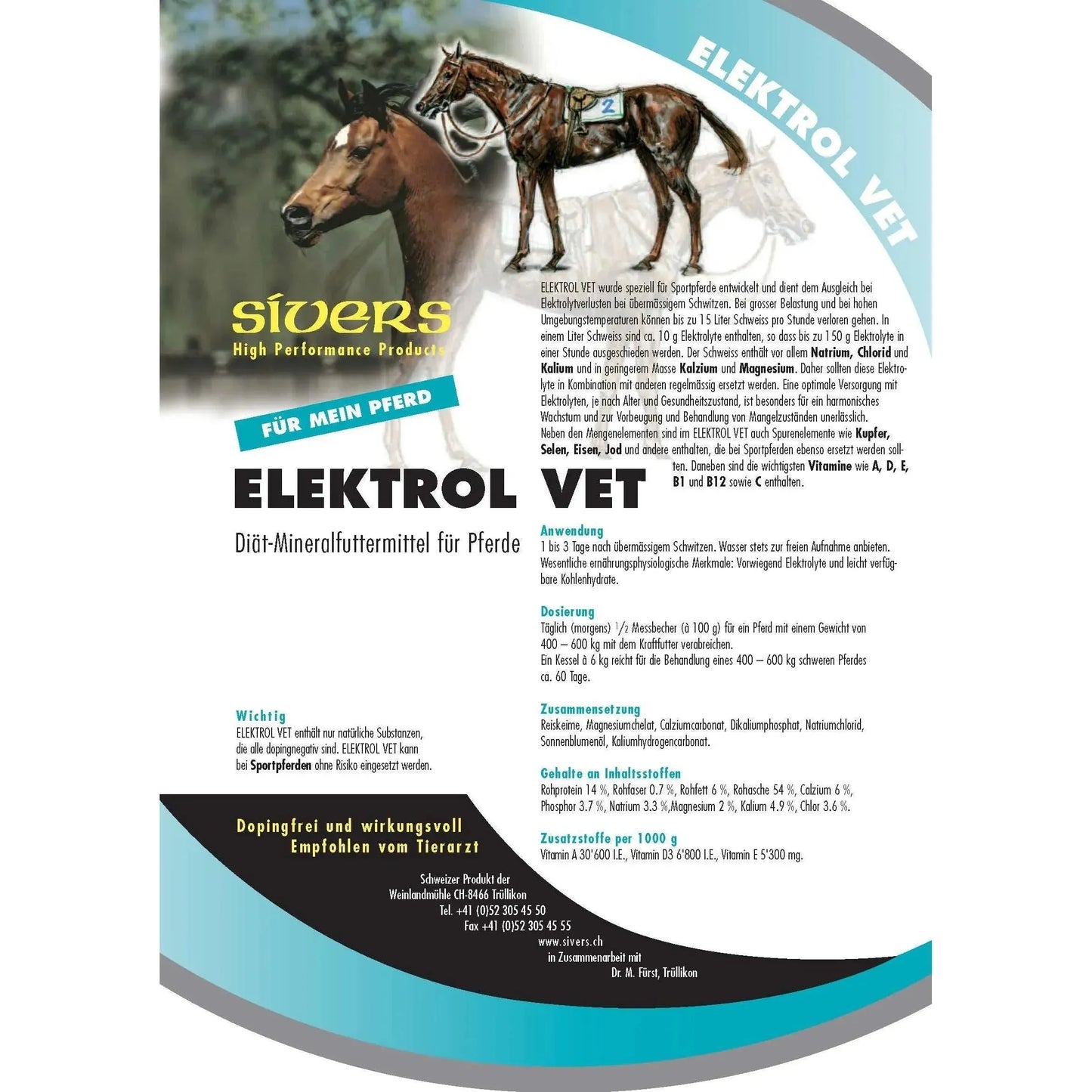 Elektrol Vet - Sivers - Marigin AG Onlineshop für Tierbedarf Elektrol Vet - 6kg Ergänzungsfuttermittel