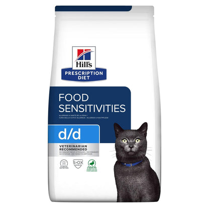 Feline d/d - Hill's Prescription Diet - Alter:Adult, Alter:Senior, Erkrankung:Allergie, Erkrankung:Haut, Futterart:Trocken, Geschmack:Ente, Tierart:Katze - Marigin AG Onlineshop für Tierbedarf