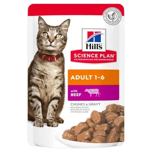 Hill's Adult 1-6 Katze - Beutel - Hill's Science Plan - Marigin AG Onlineshop für Tierbedarf Hill's Adult 1-6 Katze - Beutel - Rind / 12x85g Futter