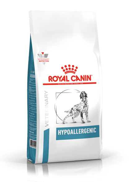 Hypoallergenic Dog - Royal Canin Veterinary Diet - Alter:Adult, Alter:Senior, Erkrankung:Allergie, Erkrankung:Bauchspeicheldrüse, Erkrankung:Magen-Darm, Futterart:Trocken, Geschmack:hydrolysierte Proteinquelle, Tierart:Hund - Marigin AG Onlineshop für Tierbedarf