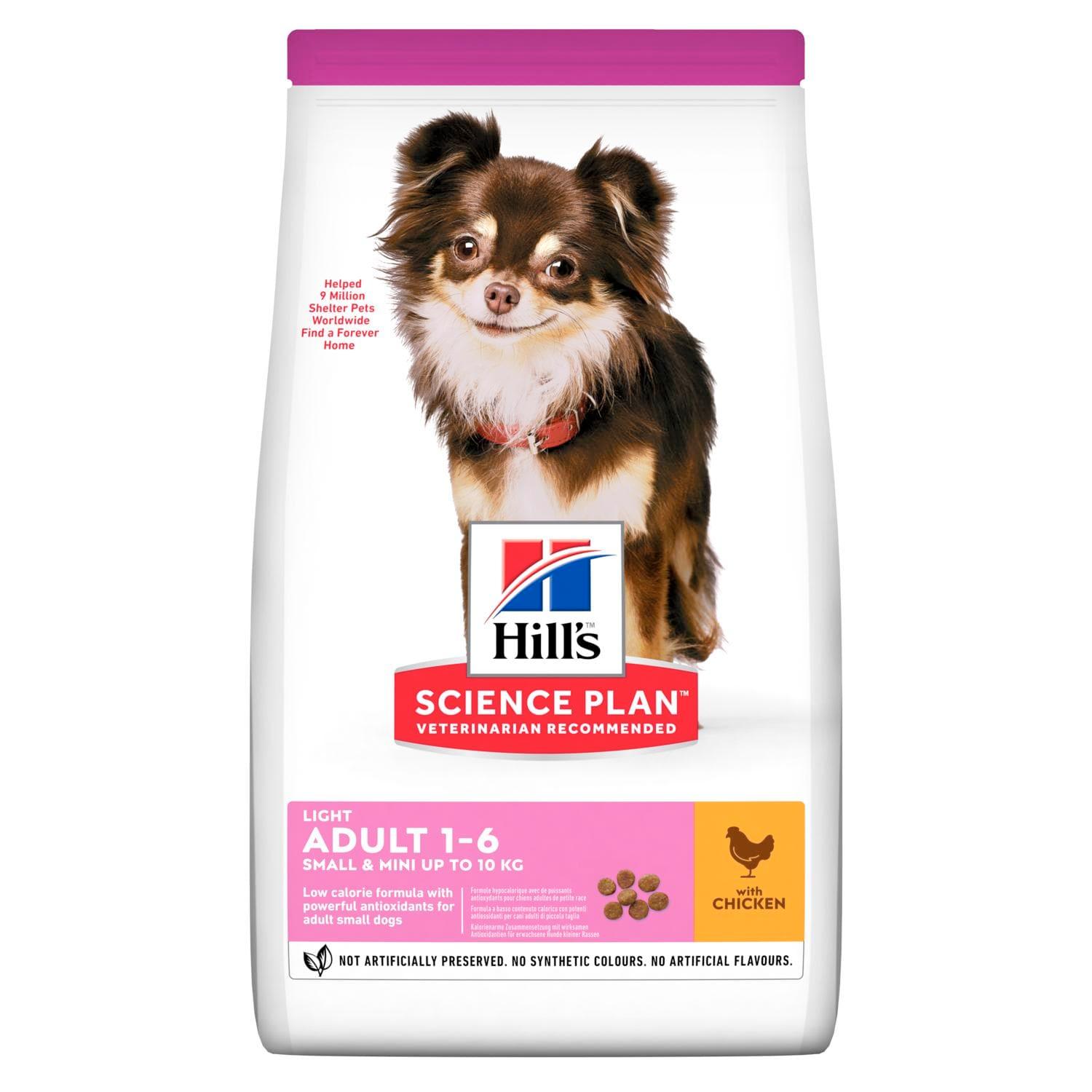 Light Small & Mini Adult - Hill's Science Plan - Alter:Adult, Extras:Light, Futterart:Trocken, Geschmack:Huhn, Grösse:bis 10kg, Kastriert:ja, Kastriert:nein, Tierart:Hund - Marigin AG Onlineshop für Tierbedarf