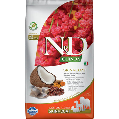 N&D Quinoa Hund Adult - Farmina - Marigin AG Onlineshop für Tierbedarf N&D Quinoa Hund Adult - 2.5kg / Skin & Coat - Hering & Kokosnuss Futter
