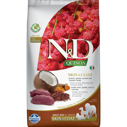 N&D Quinoa Hund Adult - Farmina - Marigin AG Onlineshop für Tierbedarf N&D Quinoa Hund Adult - 2.5kg / Skin & Coat - Hirsch & Kokosnuss Futter