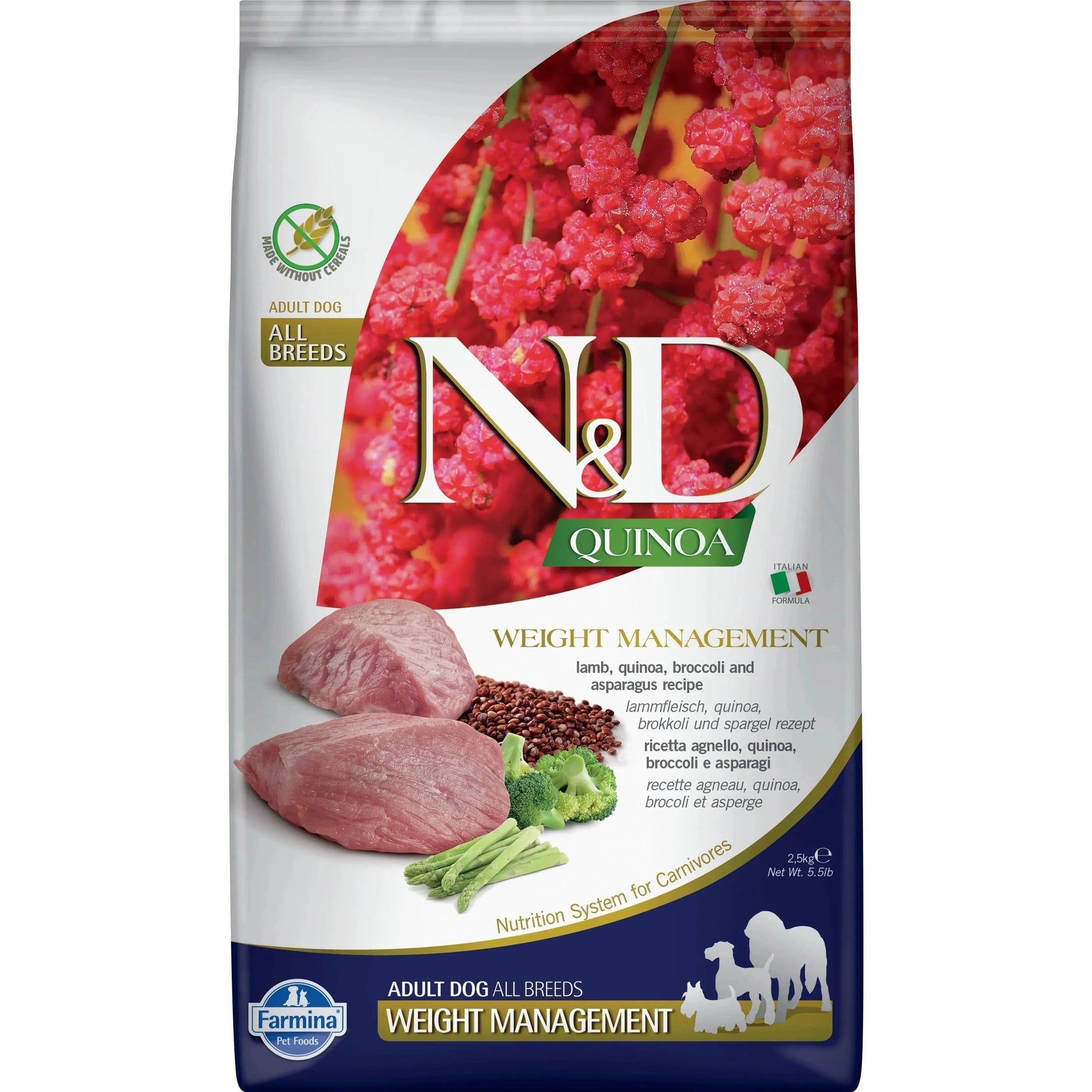 N&D Quinoa Hund Adult - Farmina - Marigin AG Onlineshop für Tierbedarf N&D Quinoa Hund Adult - 2.5kg / Weight Management - Lamm & Brokkoli Futter