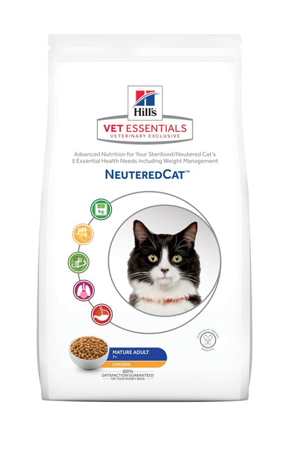 NeuteredCat Mature Adult 7+ - Hill's VetEssentials - Alter:Senior, Futterart:Trocken, Geschmack:Huhn, Kastriert:ja, Tierart:Katze - Marigin AG Onlineshop für Tierbedarf