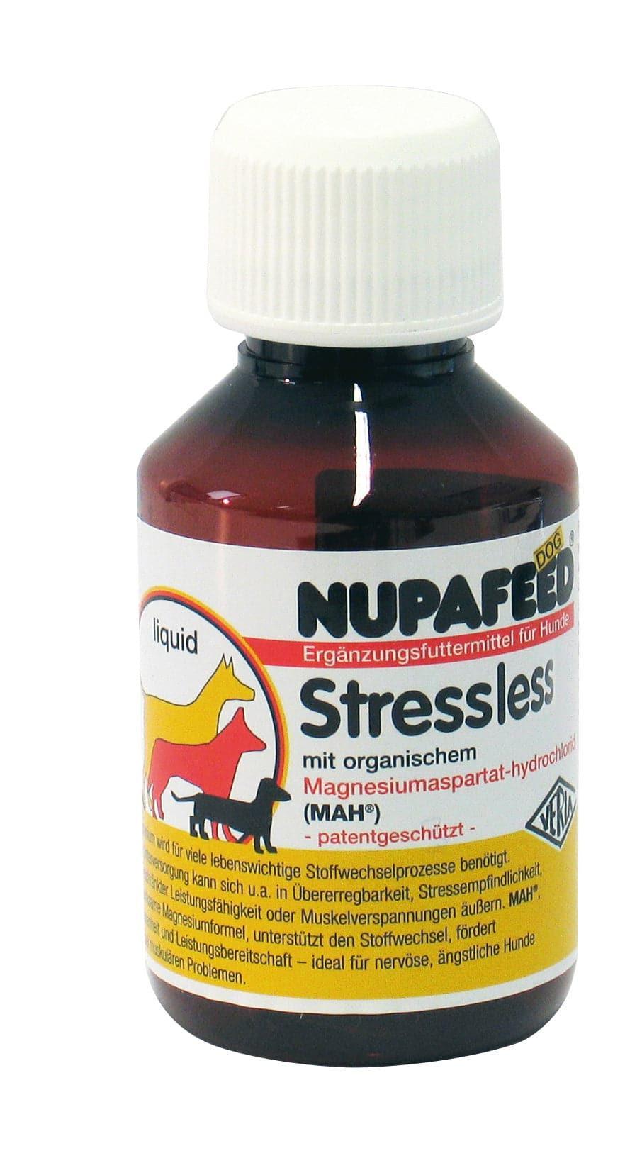 Nupafeed Stressless - Verla-Pharm - Alter:Adult, Alter:Senior, Alter:Welpen, Darreichungsform:Flüssigkeit, Darreichungsform:Tabletten, Ergänzungsfuttermittel:Verhalten & Stress, Tierart:Hund - Marigin AG Onlineshop für Tierbedarf