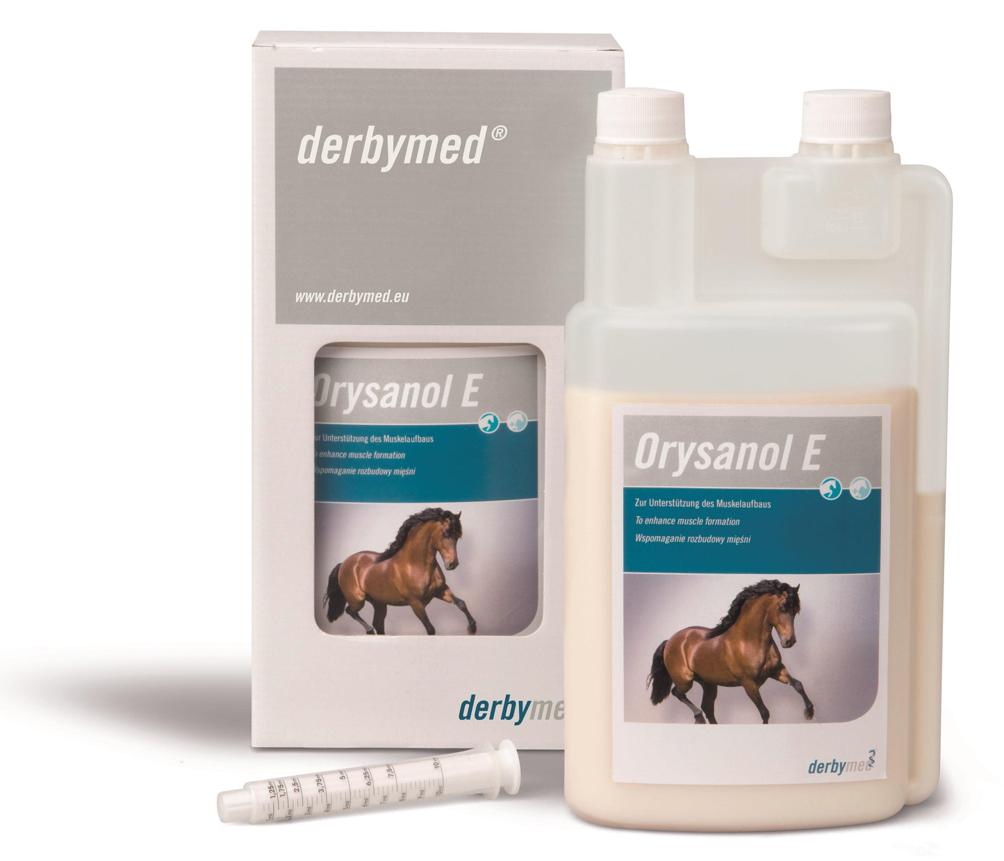 Orysanol E - Derbymed - Darreichungsform:Flüssigkeit, Ergänzungsfuttermittel:Muskulatur, Ergänzungsfuttermittel:Zucht & Aufzucht, Tierart:Pferd - Marigin AG Onlineshop für Tierbedarf