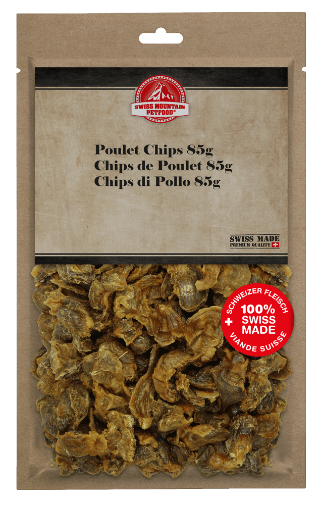 Poulet Chips - Swiss Mountain Petfood - Art:Leckerchen, kauartikel:Huhn, Tierart:Hund - Marigin AG Onlineshop für Tierbedarf