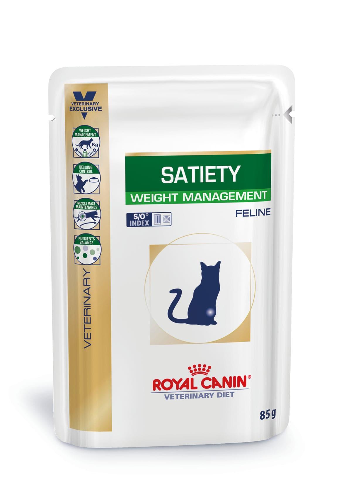 Satiety Weight Management Cat Beutel - Royal Canin Veterinary Diet - Alter:Adult, Alter:Senior, Erkrankung:Diabetes, Erkrankung:Übergewicht, Futterart:Nass, Geschmack:Huhn, Tierart:Katze - Marigin AG Onlineshop für Tierbedarf