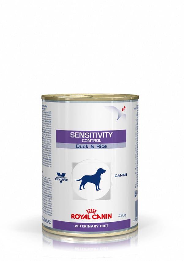Sensitivity Control Dog Dosen - Royal Canin Veterinary Diet - Alter:Adult, Alter:Senior, Erkrankung:Allergie, Erkrankung:Haut, Erkrankung:Magen-Darm, Futterart:Nass, Geschmack:Ente, Geschmack:Huhn, Hersteller:Royal Canin Veterinary Diet, Tierart:Hund - Marigin AG Onlineshop für Tierbedarf