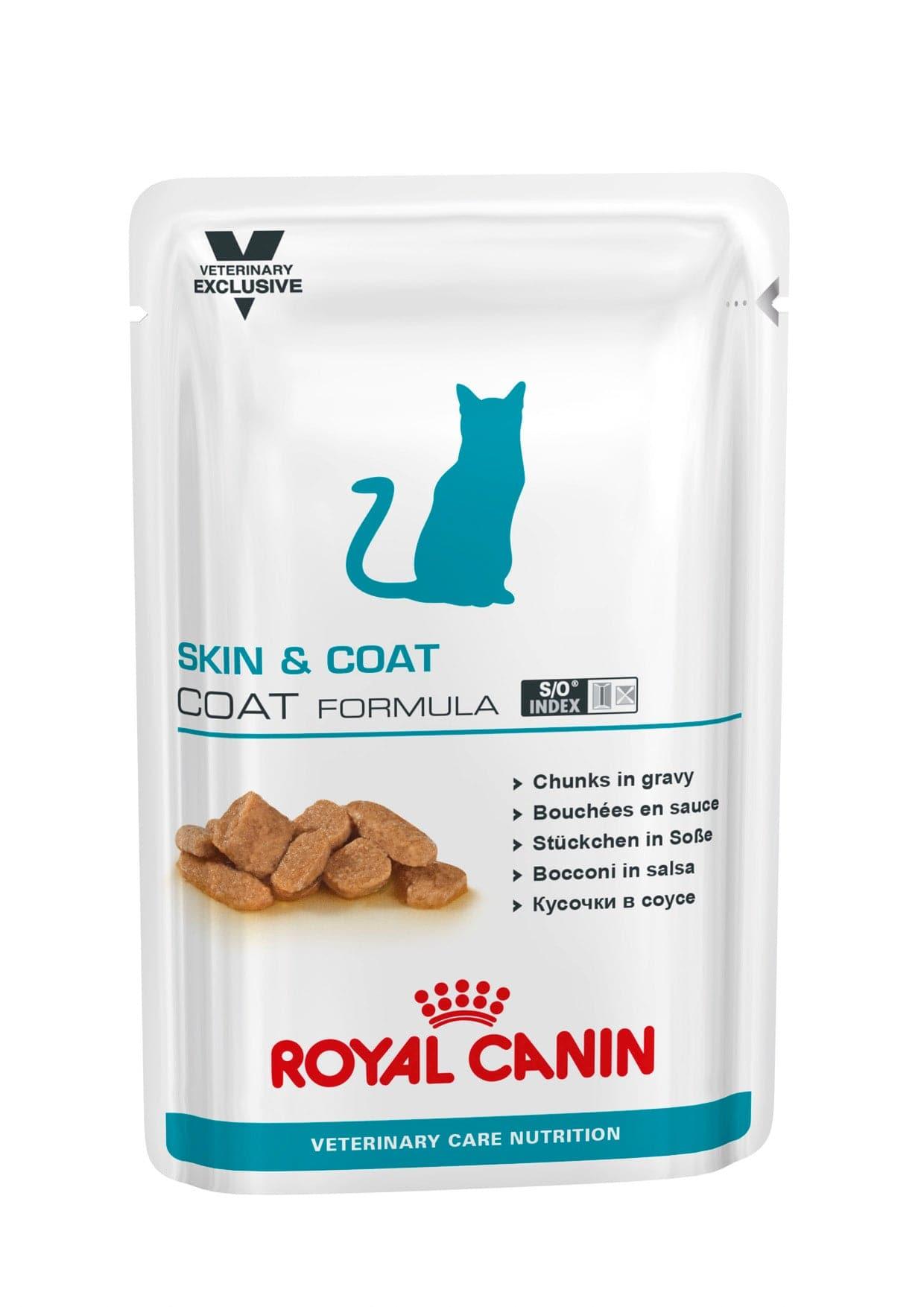 Skin & Coat Beutel - Royal Canin Veterinary Care Nutrition - Alter:Adult, Futterart:Nass, Geschmack:Fisch, Kastriert:ja, Kastriert:nein, Tierart:Katze - Marigin AG Onlineshop für Tierbedarf