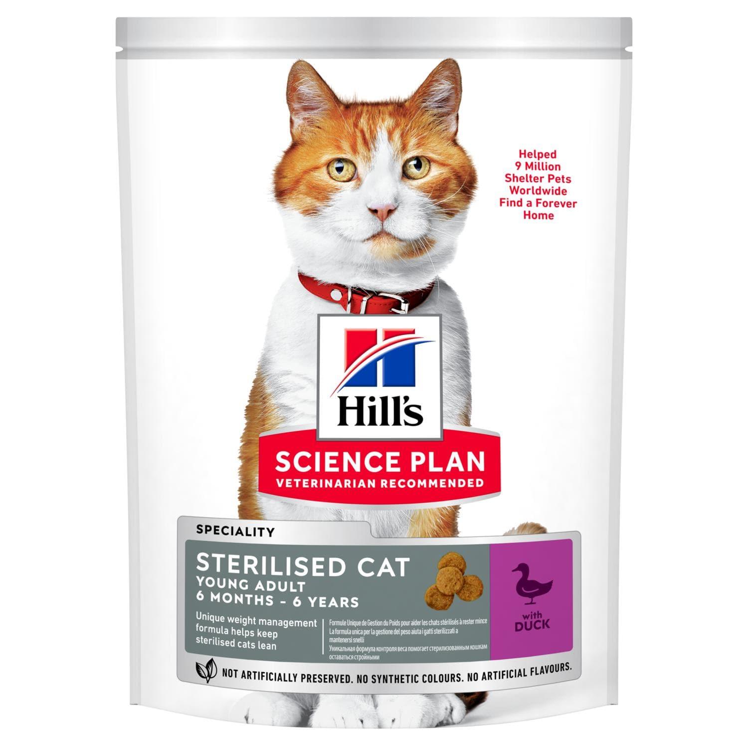 Sterilised Cat Young Adult - Hill's Science Plan - Alter:Adult, Futterart:Trocken, Geschmack:Huhn, Geschmack:Thunfisch, Kastriert:ja, Tierart:Katze - Marigin AG Onlineshop für Tierbedarf