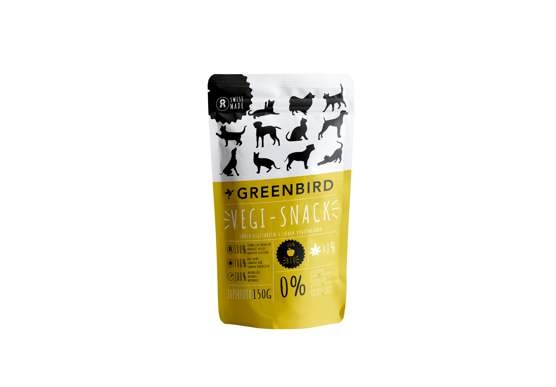 Swiss Hand Made Snack - greenbird - Kauartikel:Rind, Kauartikel:Vegetarisch, Kauartkel:Huhn, Tierart:Hund, Tierart:Katze, Tierart:Pferd - Marigin AG Onlineshop für Tierbedarf