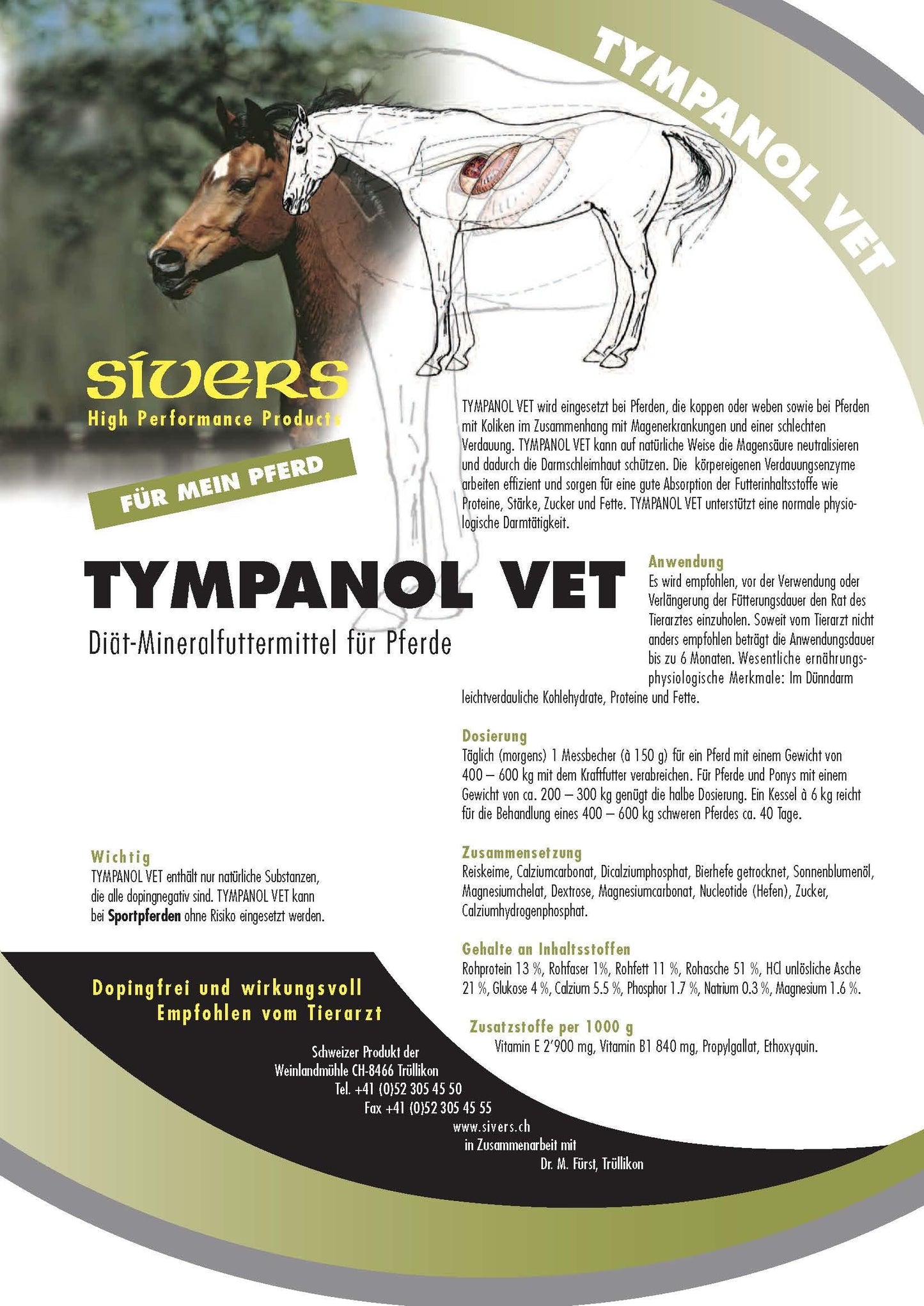 Tympanol Vet - Sivers - Ergänzungsfuttermittel:Verdauung, Tierart:Pferd - Marigin AG Onlineshop für Tierbedarf