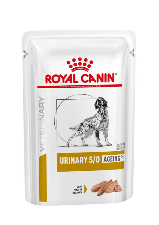 Urinary S/O Ageing 7+ Dog Beutel - Royal Canin Veterinary Diet - Alter:Senior, Erkrankung:Harnwege, Futterart:Trocken, Geschmack:Huhn, Tierart:Hund - Marigin AG Onlineshop für Tierbedarf