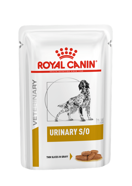 Urinary S/O Dog Beutel - Royal Canin Veterinary Diet - Alter:Adult, Alter:Senior, Erkrankung:Harnwege, Futterart:Nass, Geschmack:Schwein, Hersteller:Royal Canin Veterinary Diet, Tierart:Hund - Marigin AG Onlineshop für Tierbedarf