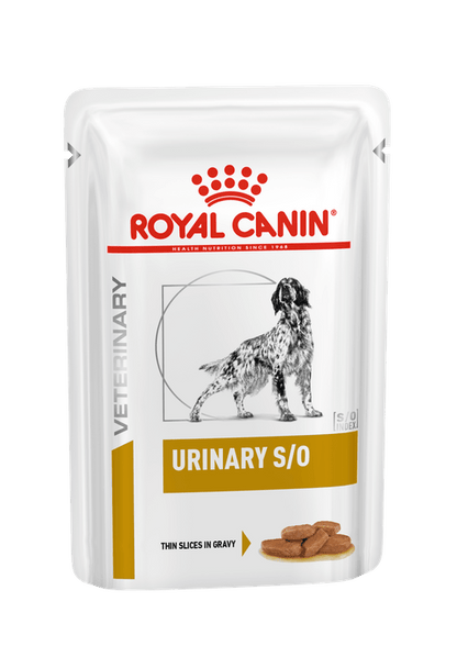 Urinary S/O Dog Beutel - Royal Canin Veterinary Diet - Alter:Adult, Alter:Senior, Erkrankung:Harnwege, Futterart:Nass, Geschmack:Schwein, Hersteller:Royal Canin Veterinary Diet, Tierart:Hund - Marigin AG Onlineshop für Tierbedarf